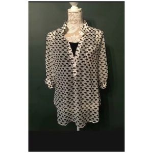 NWT White & Black Elephant Blouse